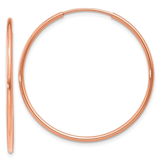 14k Rose Gold 1.0mm Polished Endless Hoop Earrings