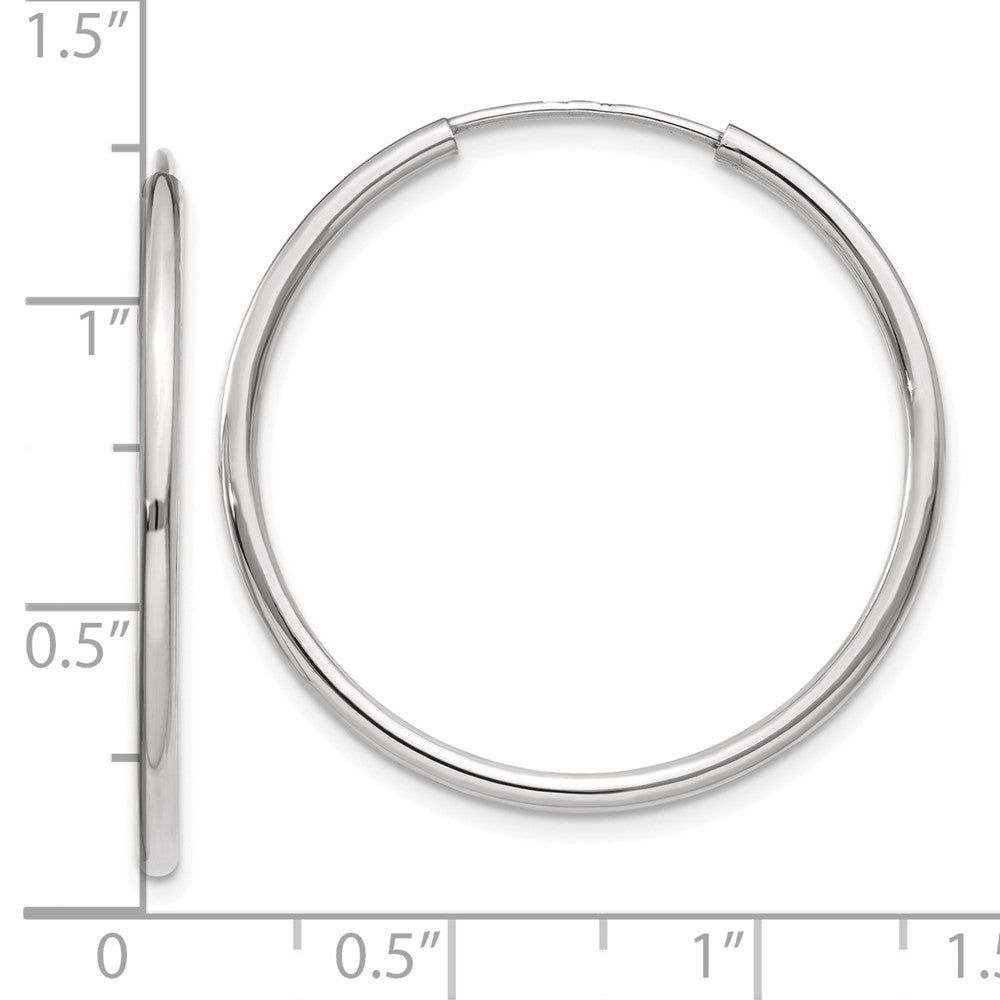 14k White Gold 1.00mm Polished Endless Tube Hoop Earrings