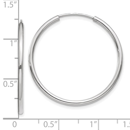 14k White Gold 1.00mm Polished Endless Tube Hoop Earrings