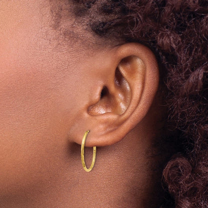 14k Yellow Gold 1.0mm Diamond-cut Endless Hoop Earrings
