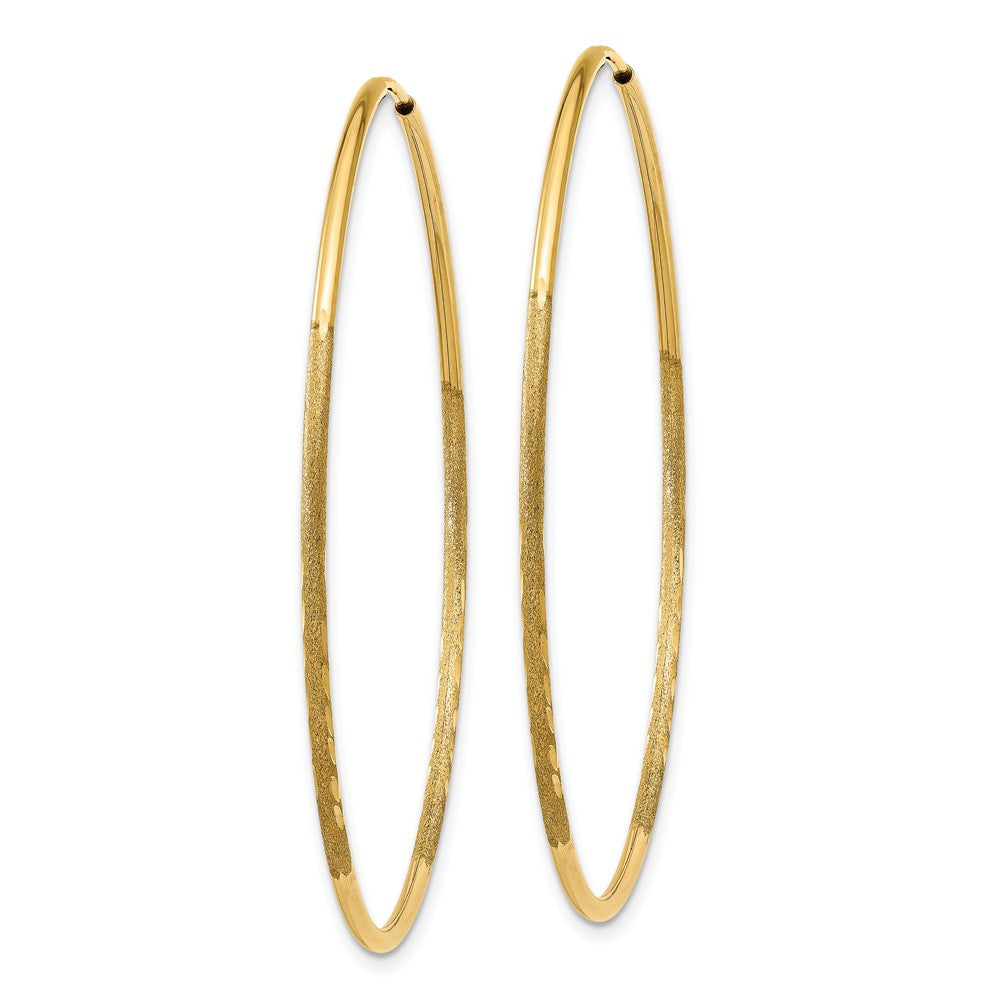 14k Yellow Gold 1.25mm Diamond-cut Endless Hoop Earrings