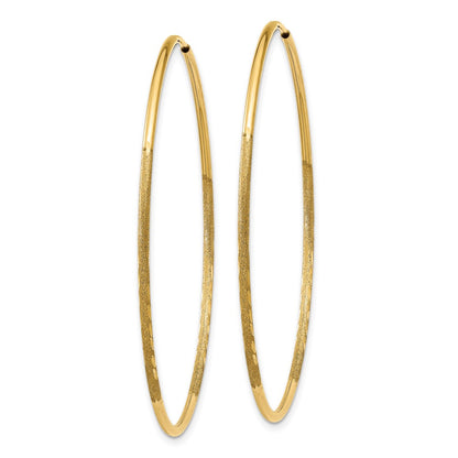 14k Yellow Gold 1.25mm Diamond-cut Endless Hoop Earrings