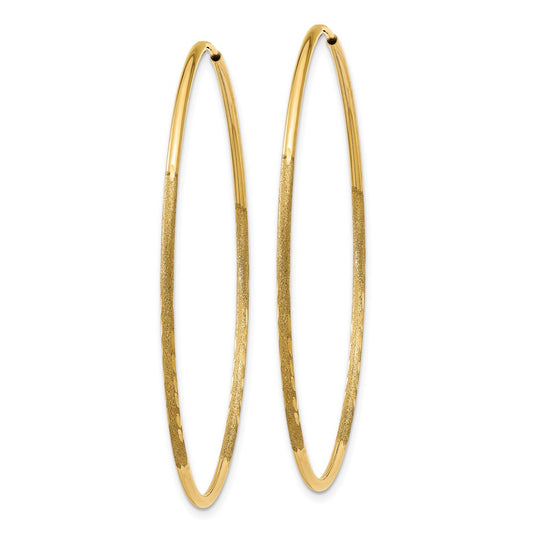 14k Yellow Gold 1.25mm Diamond-cut Endless Hoop Earrings