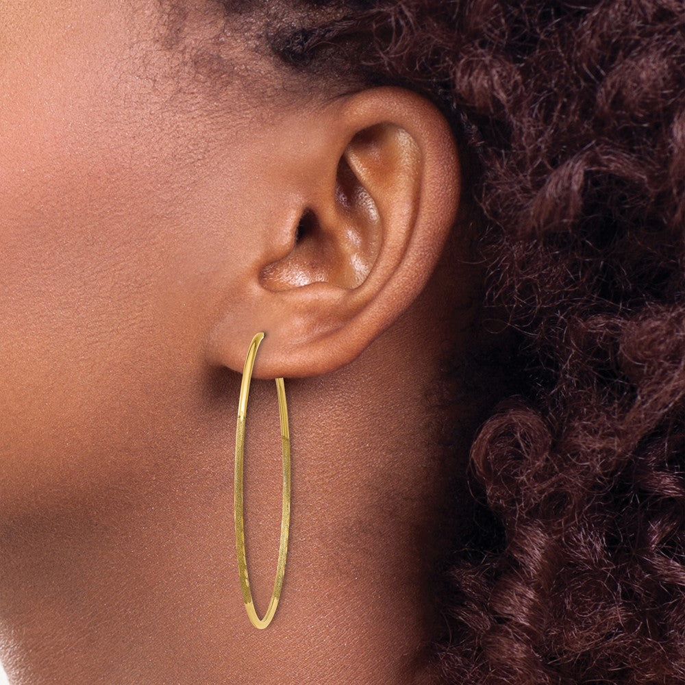 14k Yellow Gold 1.25mm Diamond-cut Endless Hoop Earrings