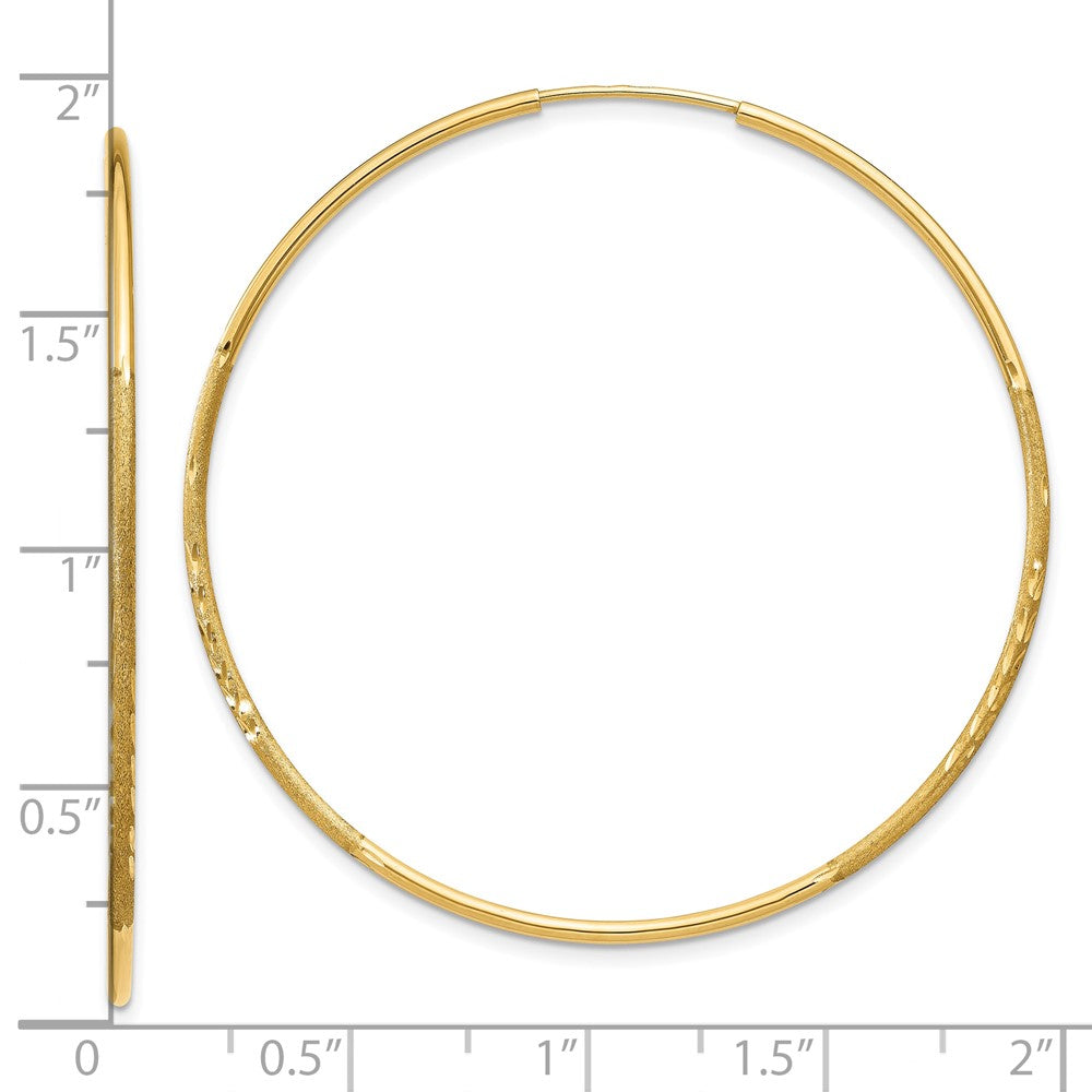 14k Yellow Gold 1.25mm Diamond-cut Endless Hoop Earrings