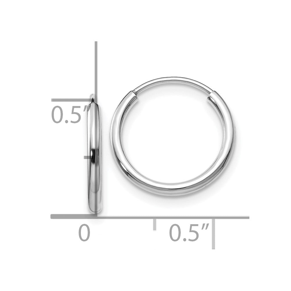 14k White Gold 1.2mm Polished Endless Hoop Earrings
