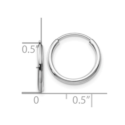 14k White Gold 1.2mm Polished Endless Hoop Earrings