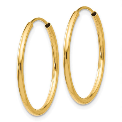14k Yellow Gold 1.2mm Polished Round Endless Hoop Earrings