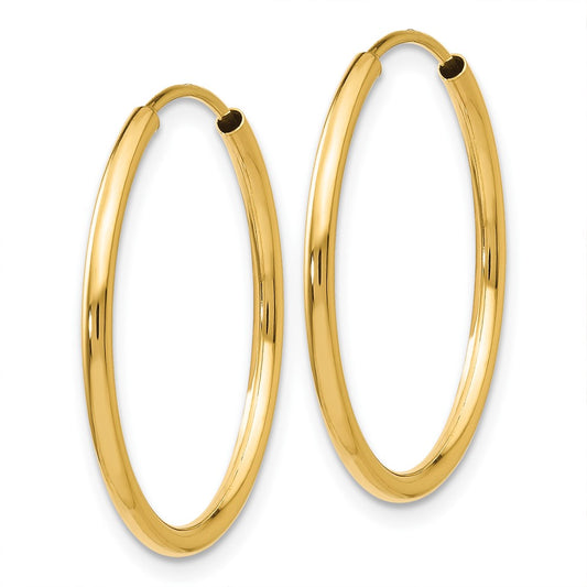14k Yellow Gold 1.2mm Polished Round Endless Hoop Earrings