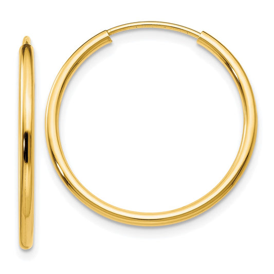 14k Yellow Gold 1.2mm Polished Round Endless Hoop Earrings
