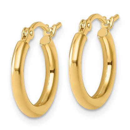 14k Yellow Gold Polished 2x15mm Polished Hoop Earrings