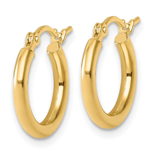 14k Yellow Gold Polished 2x15mm Polished Hoop Earrings