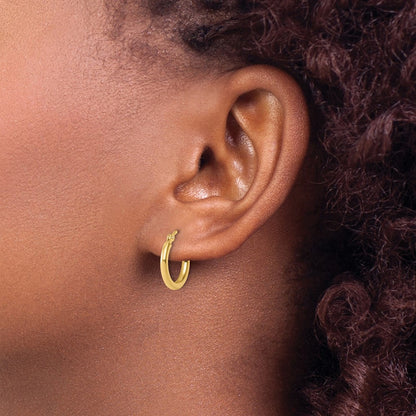 14k Yellow Gold Polished 2x15mm Polished Hoop Earrings