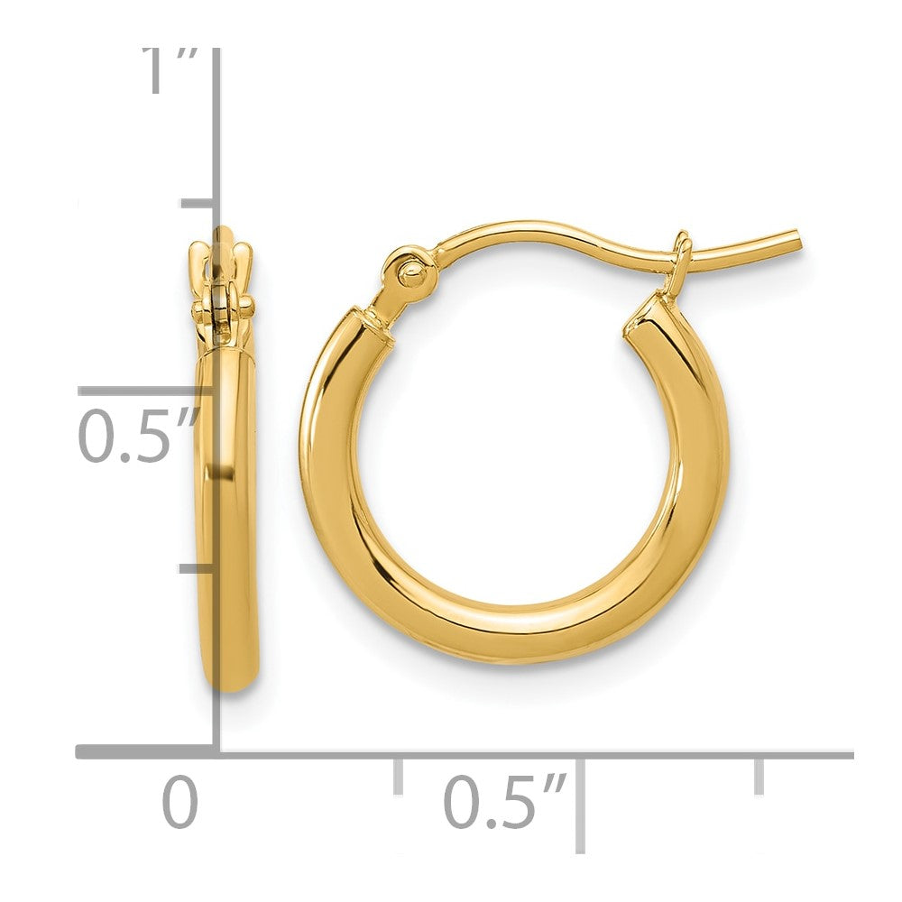 14k Yellow Gold Polished 2x15mm Polished Hoop Earrings