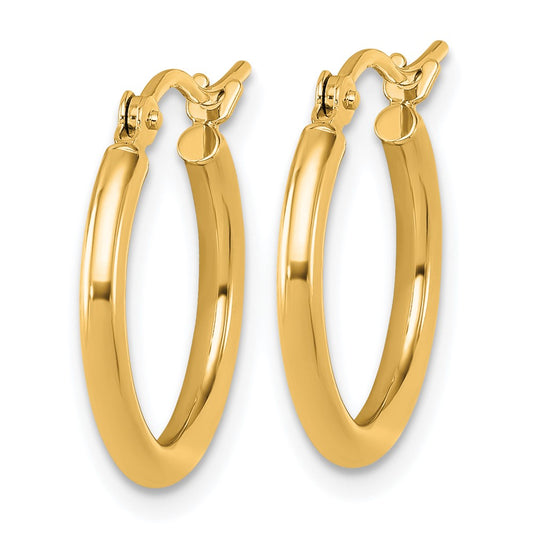 14k Yellow Gold Polished 2x17.5mm Polished Hoop Earrings