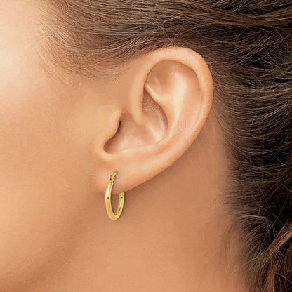 14k Yellow Gold Polished 2x17.5mm Polished Hoop Earrings