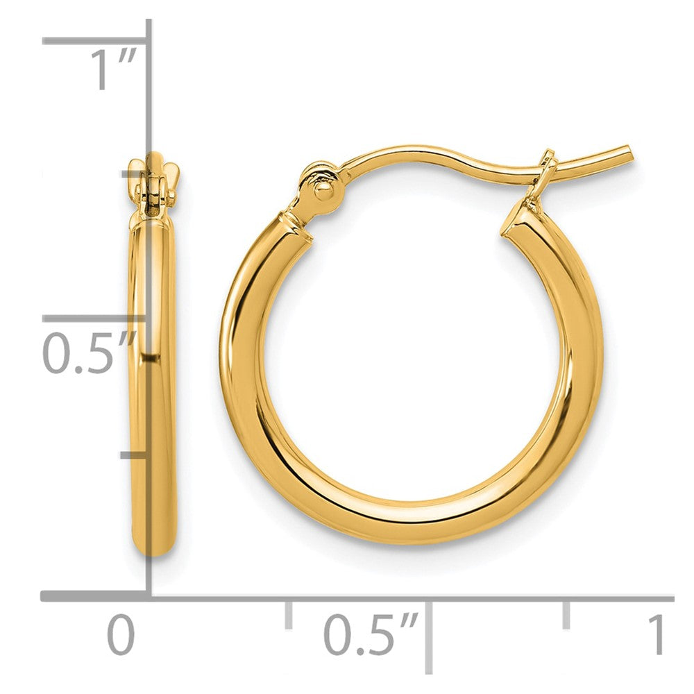 14k Yellow Gold Polished 2x17.5mm Polished Hoop Earrings