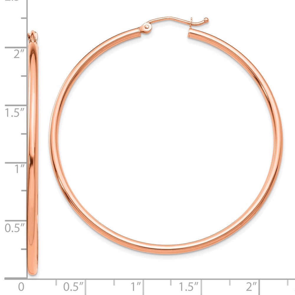 14k Rose Gold Polished 2x50mm Polished Hoop Earrings