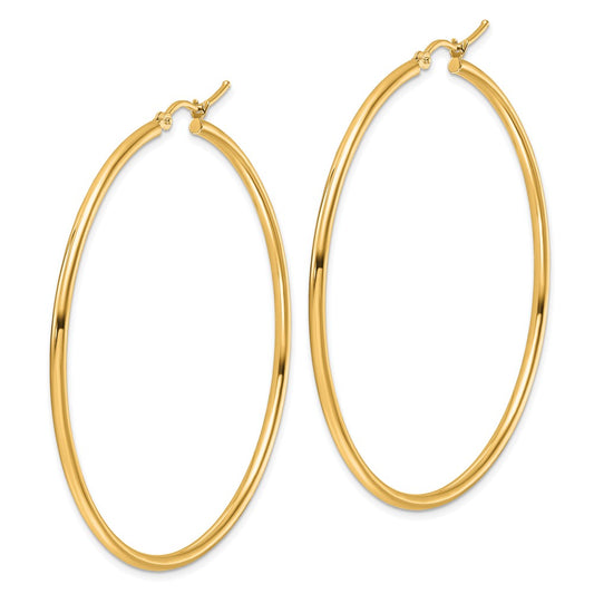 14k Yellow Gold Polished 2x55mm Polished Hoop Earrings