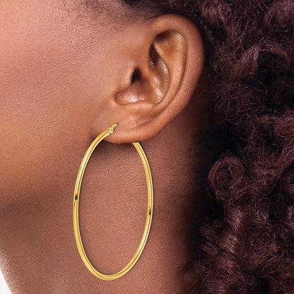 14k Yellow Gold Polished 2x55mm Polished Hoop Earrings