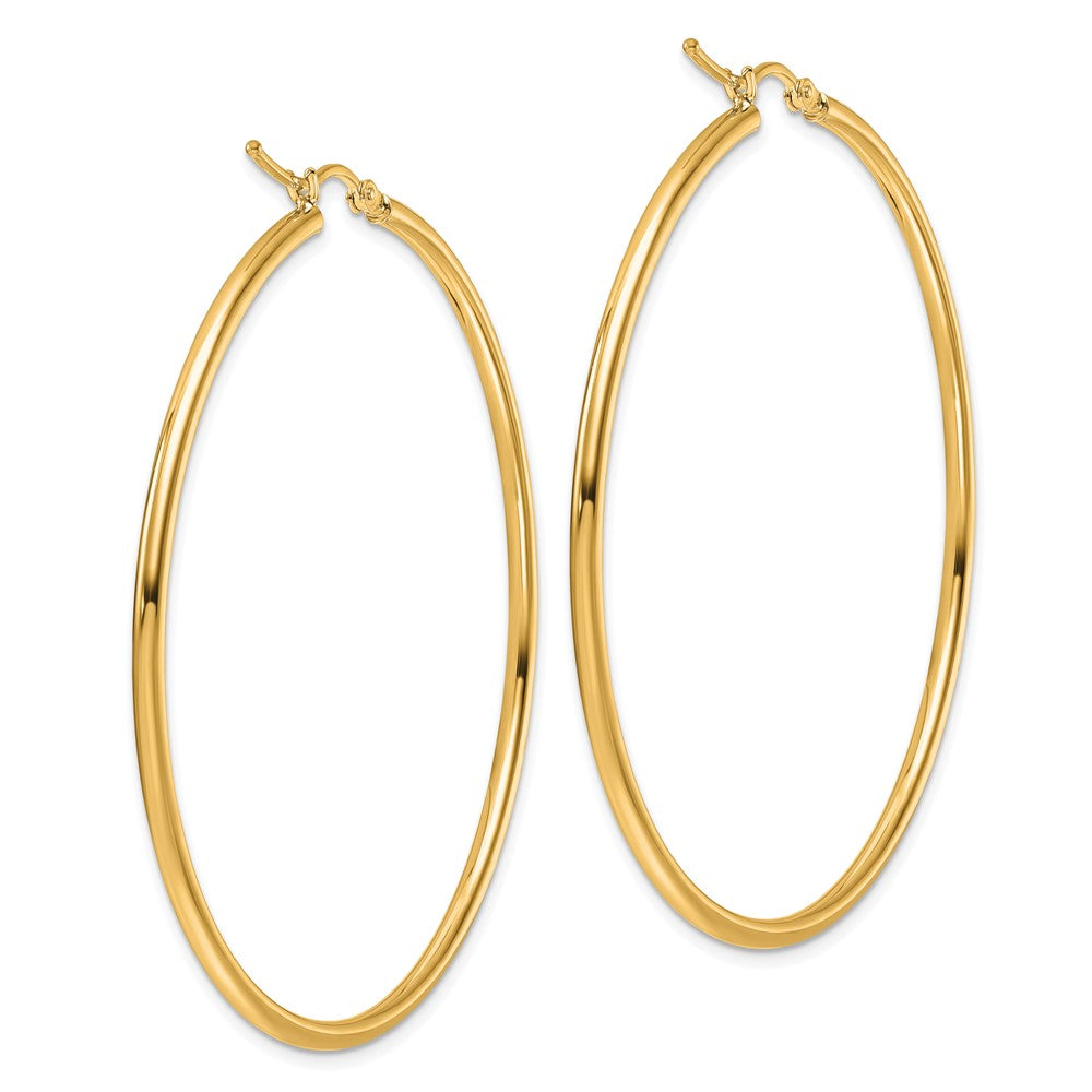 14k Yellow Gold Polished 2x55mm Polished Hoop Earrings
