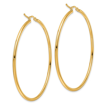 14k Yellow Gold Polished 2x55mm Polished Hoop Earrings