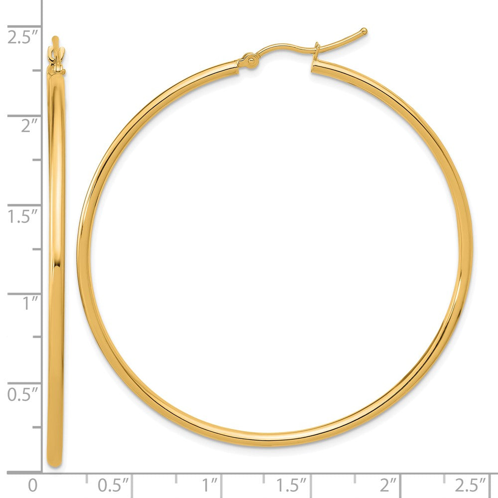 14k Yellow Gold Polished 2x55mm Polished Hoop Earrings