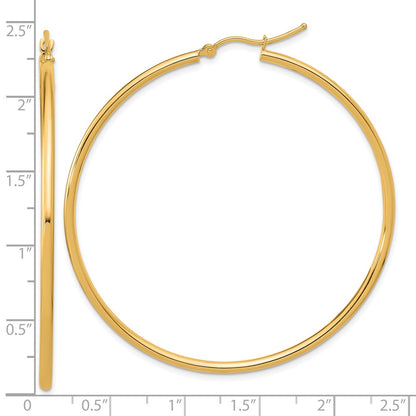14k Yellow Gold Polished 2x55mm Polished Hoop Earrings