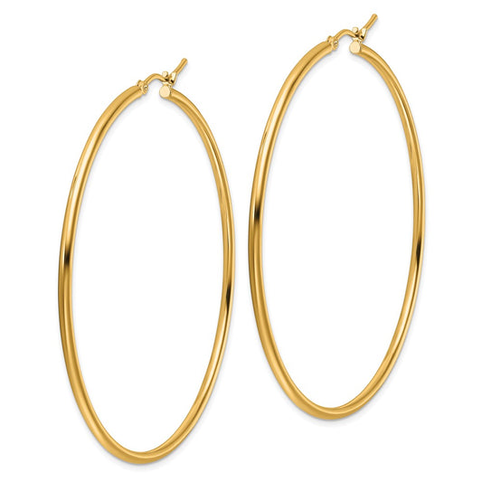 14k Yellow Gold Polished 2x60mm Polished Hoop Earrings