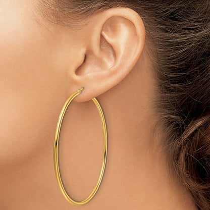 14k Yellow Gold Polished 2x60mm Polished Hoop Earrings