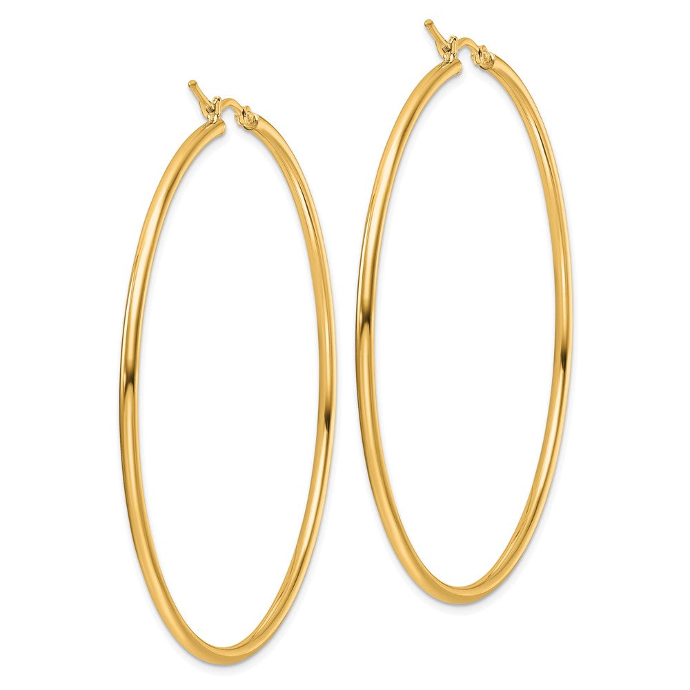14k Yellow Gold Polished 2x60mm Polished Hoop Earrings