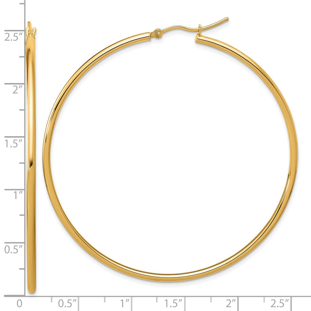 14k Yellow Gold Polished 2x60mm Polished Hoop Earrings