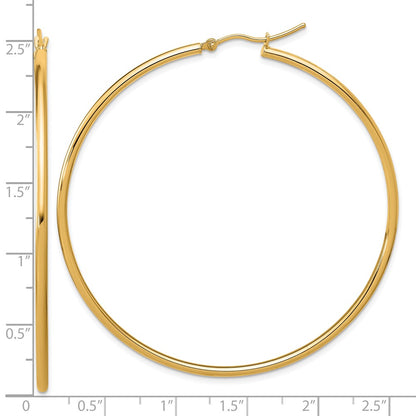14k Yellow Gold Polished 2x60mm Polished Hoop Earrings