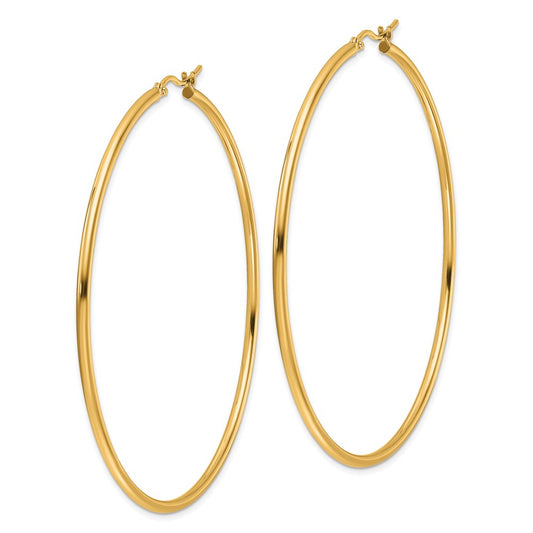 14k Yellow Gold Polished 2x65mm Polished Hoop Earrings