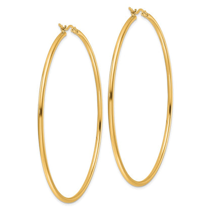 14k Yellow Gold Polished 2x65mm Polished Hoop Earrings