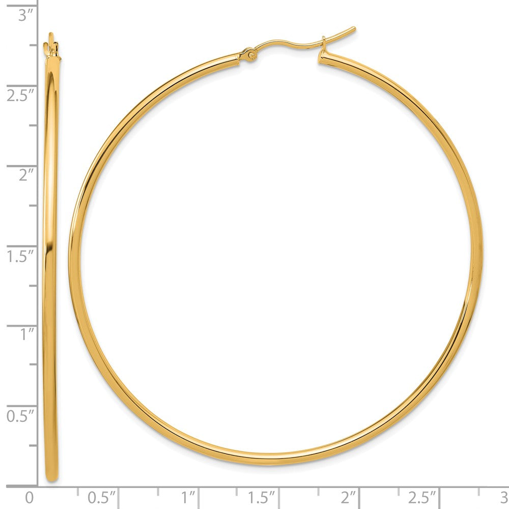14k Yellow Gold Polished 2x65mm Polished Hoop Earrings