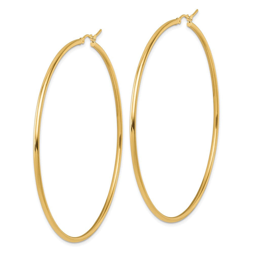 14k Yellow Gold Polished 2x70mm Polished Hoop Earrings