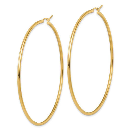 14k Yellow Gold Polished 2x70mm Polished Hoop Earrings