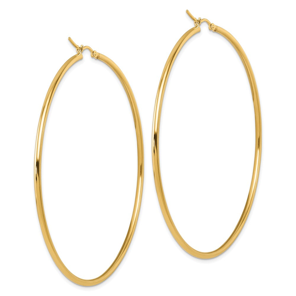 14k Yellow Gold Polished 2x70mm Polished Hoop Earrings