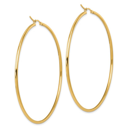 14k Yellow Gold Polished 2x70mm Polished Hoop Earrings