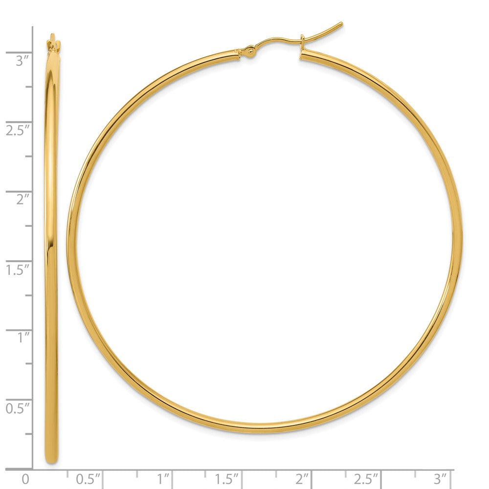 14k Yellow Gold Polished 2x70mm Polished Hoop Earrings