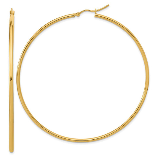 14k Yellow Gold Polished 2x70mm Polished Hoop Earrings