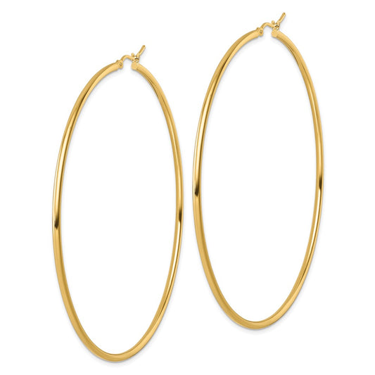 14k Yellow Gold Polished 2x75mm Polished Hoop Earrings