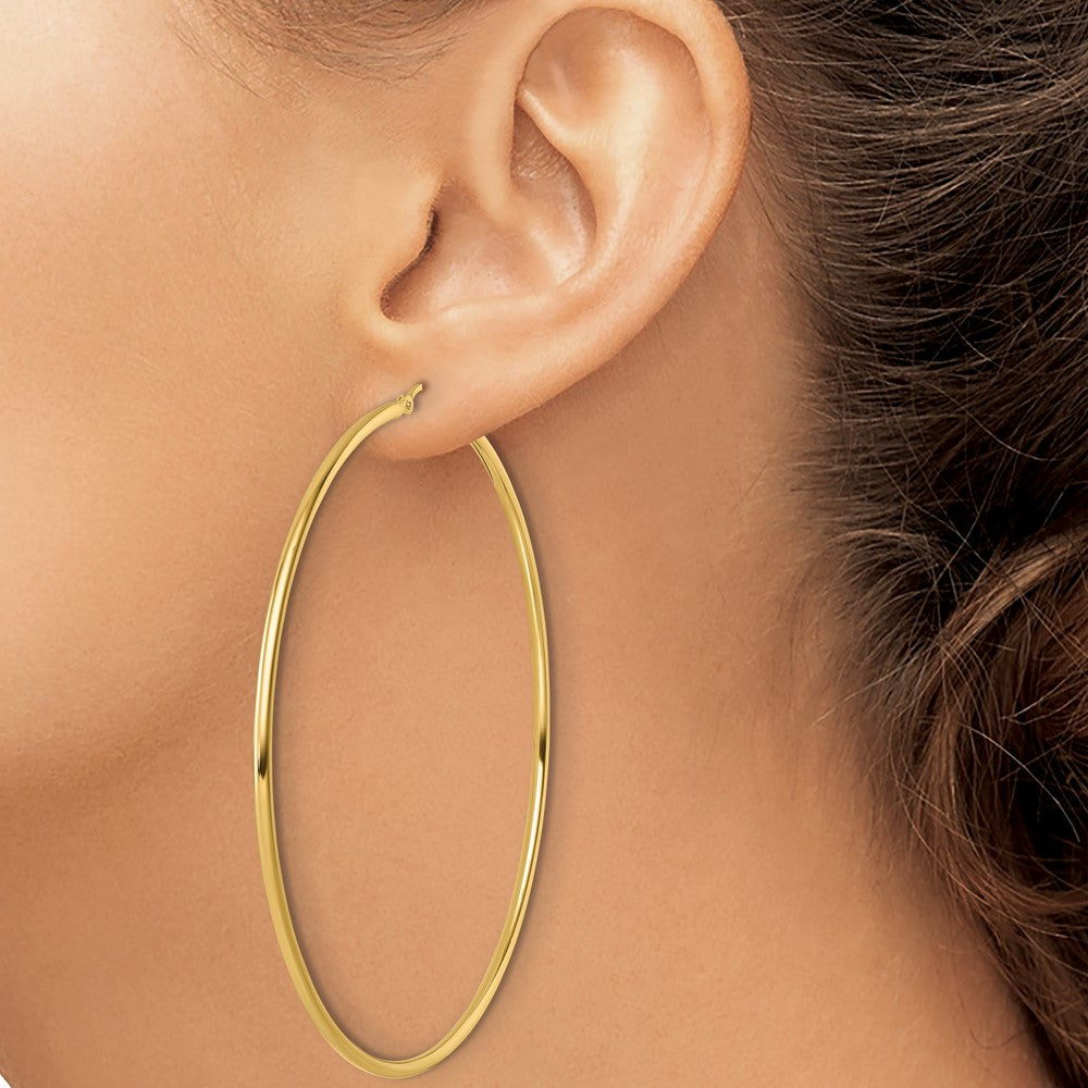 14k Yellow Gold Polished 2x75mm Polished Hoop Earrings