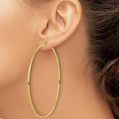 14k Yellow Gold Polished 2x75mm Polished Hoop Earrings
