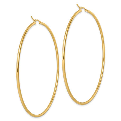 14k Yellow Gold Polished 2x75mm Polished Hoop Earrings