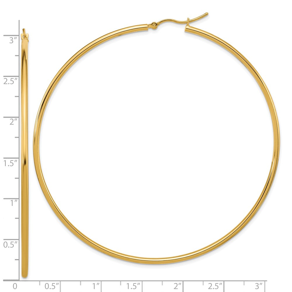 14k Yellow Gold Polished 2x75mm Polished Hoop Earrings