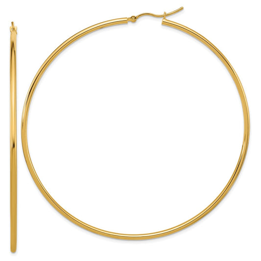 14k Yellow Gold Polished 2x75mm Polished Hoop Earrings