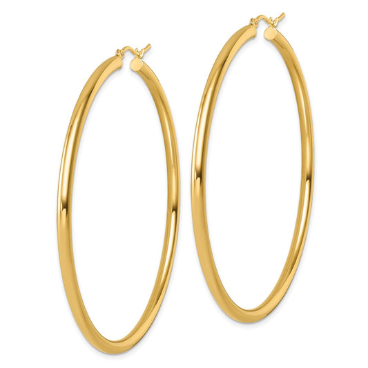 14k Yellow Gold Polished 3mm Polished Hoop Earrings