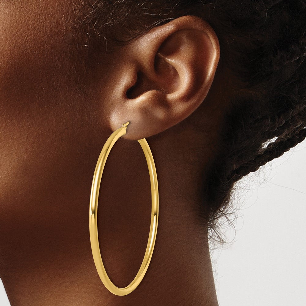 14k Yellow Gold Polished 3mm Polished Hoop Earrings
